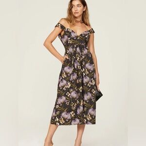 Especia Floral Cotton Midi Dress Size Medium